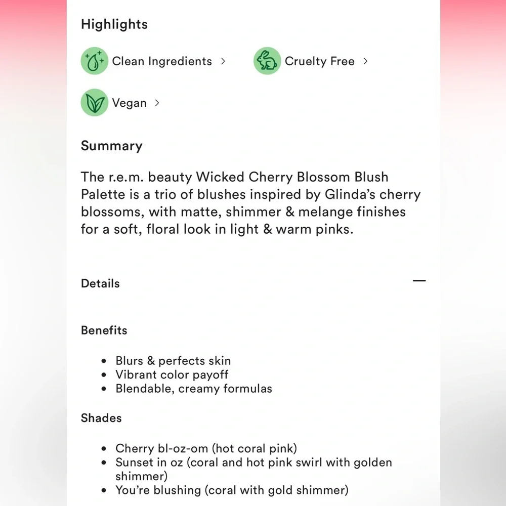 R.E.M. beauty Wicked Cherry Blossom Blush Palette - Coral